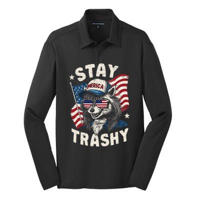 White Trash Party Attire Redneck Raccoon Stay Trashy Usa Silk Touch Performance Long Sleeve Polo