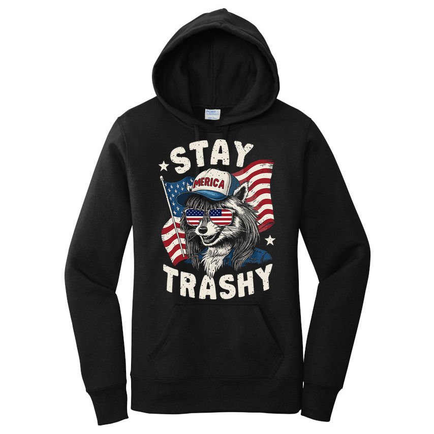 White Trash Party Attire Redneck Raccoon Stay Trashy Usa Women's Pullover Hoodie