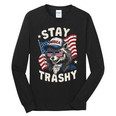 White Trash Party Attire Redneck Raccoon Stay Trashy Usa Tall Long Sleeve T-Shirt