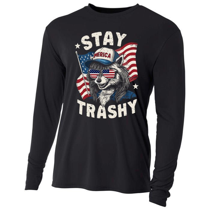 White Trash Party Attire Redneck Raccoon Stay Trashy Usa Cooling Performance Long Sleeve Crew