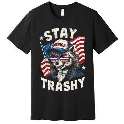 White Trash Party Attire Redneck Raccoon Stay Trashy Usa Premium T-Shirt