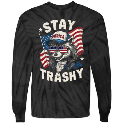 White Trash Party Attire Redneck Raccoon Stay Trashy Usa Tie-Dye Long Sleeve Shirt