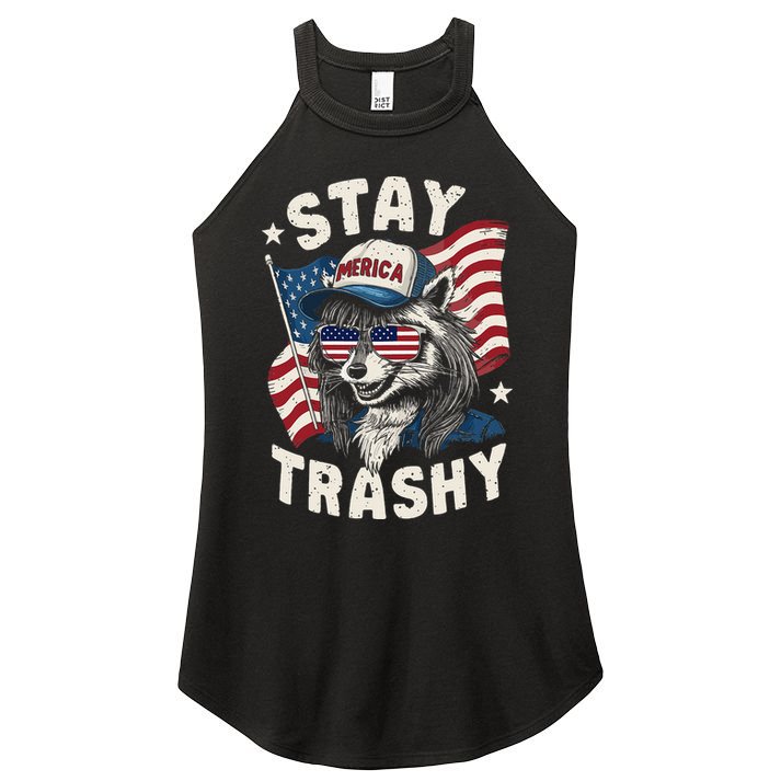 White Trash Party Attire Redneck Raccoon Stay Trashy Usa Women's Perfect Tri Rocker Tank