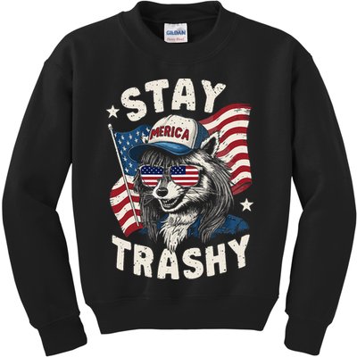 White Trash Party Attire Redneck Raccoon Stay Trashy Usa Kids Sweatshirt