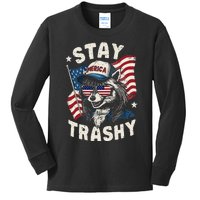 White Trash Party Attire Redneck Raccoon Stay Trashy Usa Kids Long Sleeve Shirt