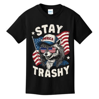 White Trash Party Attire Redneck Raccoon Stay Trashy Usa Kids T-Shirt