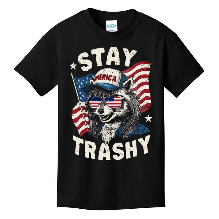 White Trash Party Attire Redneck Raccoon Stay Trashy Usa Kids T-Shirt