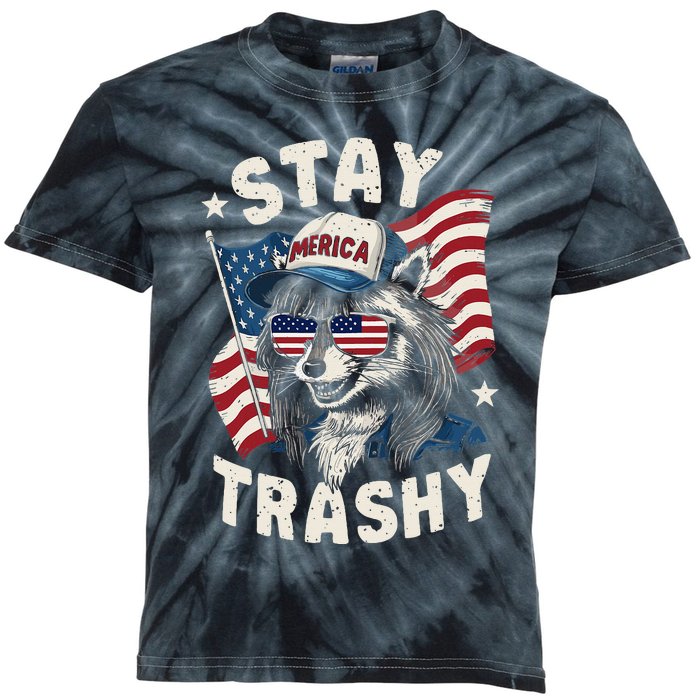 White Trash Party Attire Redneck Raccoon Stay Trashy Usa Kids Tie-Dye T-Shirt