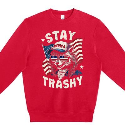 White Trash Party Attire Redneck Raccoon Stay Trashy Usa Premium Crewneck Sweatshirt