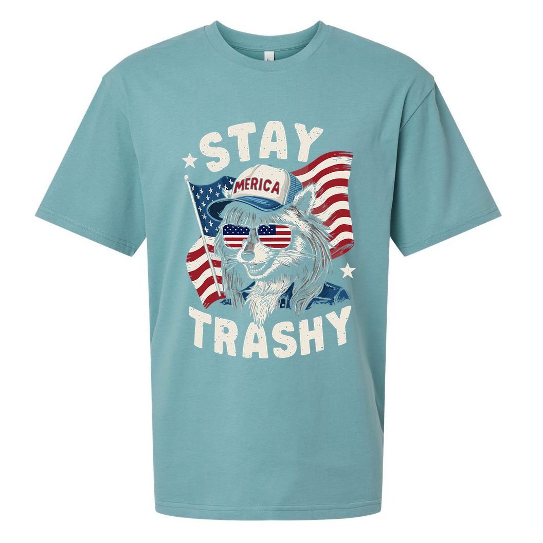 White Trash Party Attire Redneck Raccoon Stay Trashy Usa Sueded Cloud Jersey T-Shirt