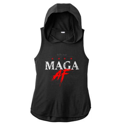 We The People Maga Af Ladies PosiCharge Tri-Blend Wicking Draft Hoodie Tank