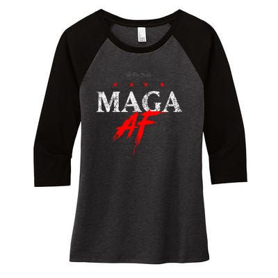 We The People Maga Af Women's Tri-Blend 3/4-Sleeve Raglan Shirt