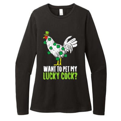 Want To Pet My Lucky Cock Funny St Patrick Day Men Gifts Womens CVC Long Sleeve Shirt