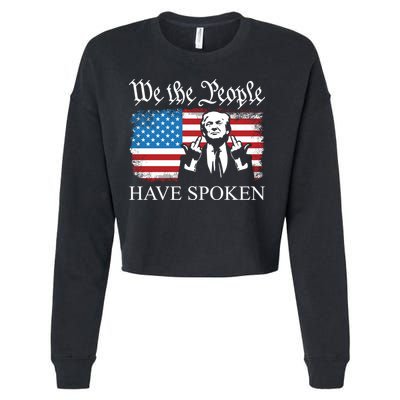 We The People Have Spoken Trump Flag Maga Patriot Statement Cropped Pullover Crew