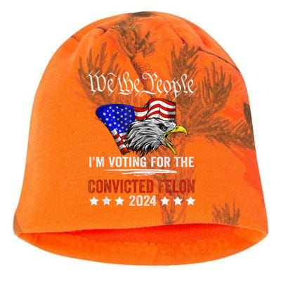 We The People 2024 IM Voting For The Convicted Felon Eagle Kati - Camo Knit Beanie