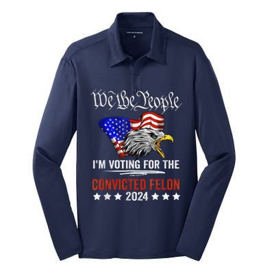 We The People 2024 IM Voting For The Convicted Felon Eagle Silk Touch Performance Long Sleeve Polo