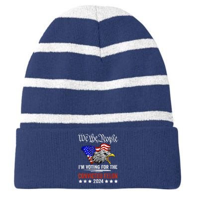 We The People 2024 IM Voting For The Convicted Felon Eagle Striped Beanie with Solid Band