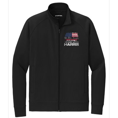 We The People Stand With Kamala Harris 2024 American Flag Stretch Full-Zip Cadet Jacket