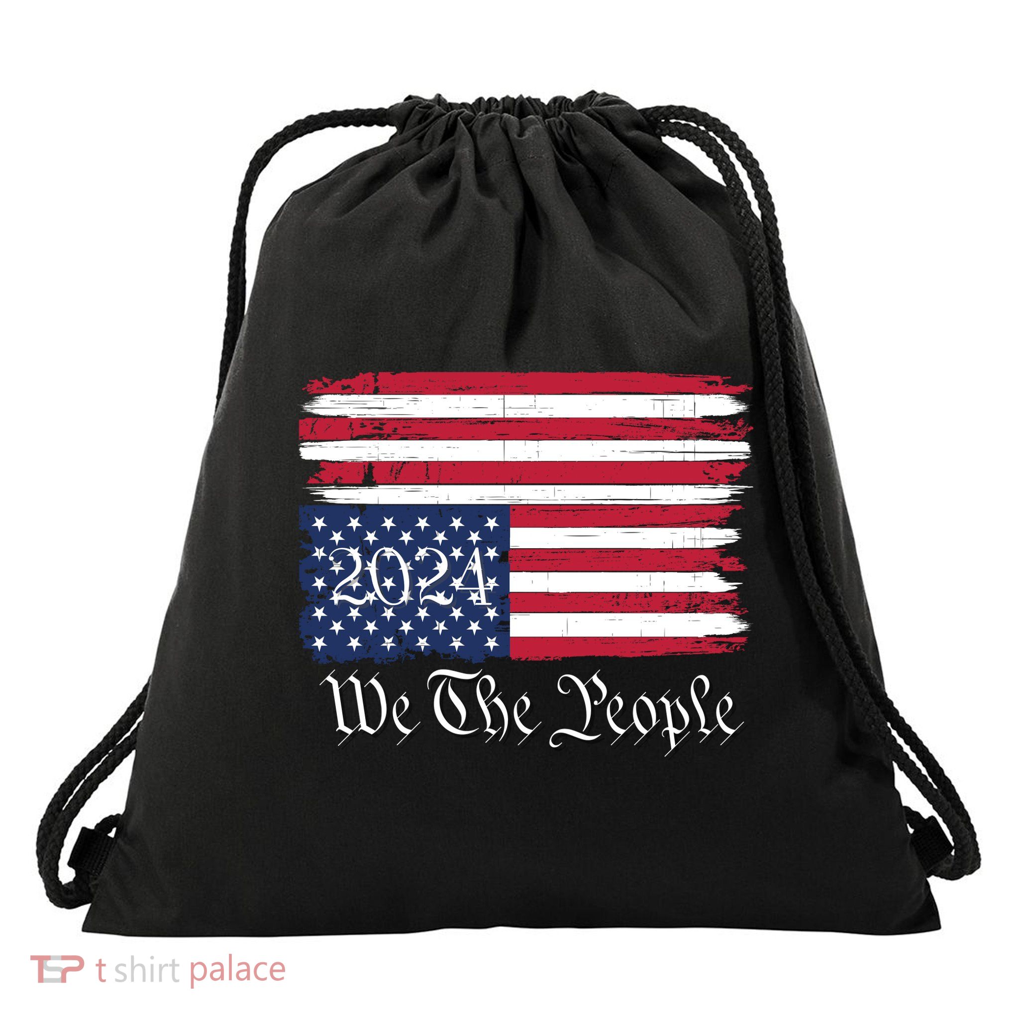 We The People 2024 Distressed Usa Flag Save Our Republic Save Our Constitution Drawstring Bag