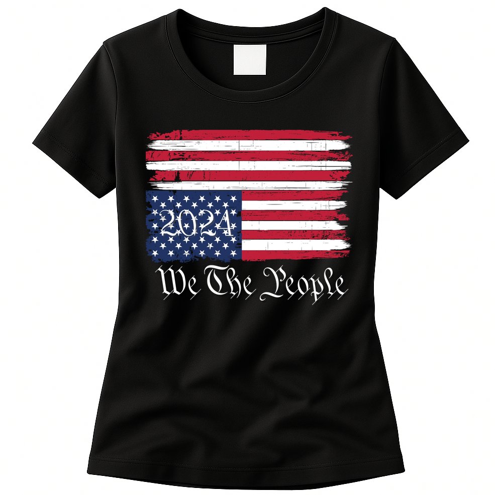 We The People 2024 Distressed Usa Flag Save Our Republic Save Our Constitution Womens T-Shirt