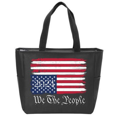 We The People 2024 Distressed Usa Flag Save Our Republic Save Our Constitution Zip Tote Bag