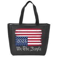 We The People 2024 Distressed Usa Flag Save Our Republic Save Our Constitution Zip Tote Bag