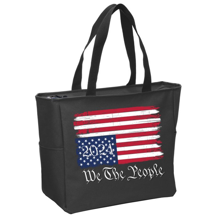 We The People 2024 Distressed Usa Flag Save Our Republic Save Our Constitution Zip Tote Bag