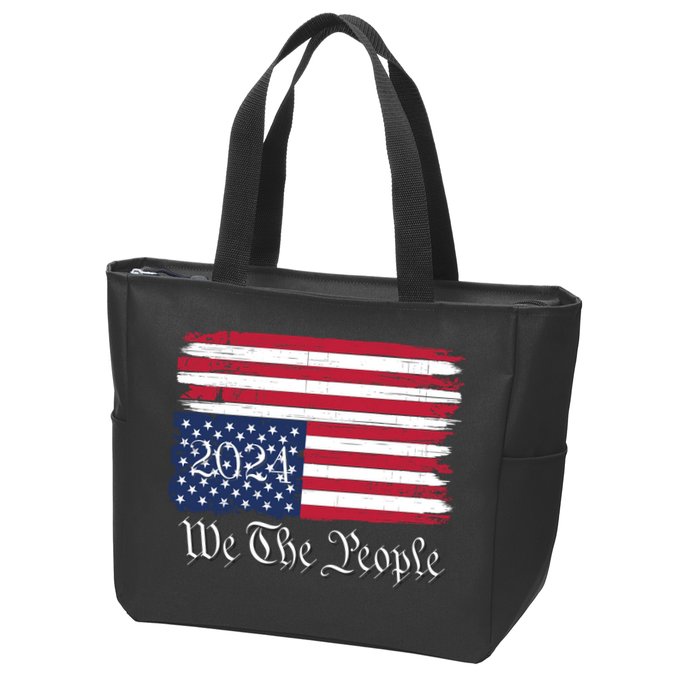 We The People 2024 Distressed Usa Flag Save Our Republic Save Our Constitution Zip Tote Bag