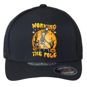 Working The Pole Nurse Halloween Funny Skeleton Nurse Pole Gift Flexfit Unipanel Trucker Cap