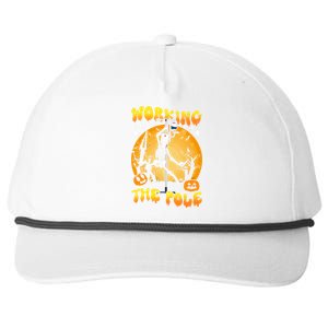 Working The Pole Nurse Halloween Funny Skeleton Nurse Pole Gift Snapback Five-Panel Rope Hat