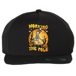 Working The Pole Nurse Halloween Funny Skeleton Nurse Pole Gift Wool Snapback Cap