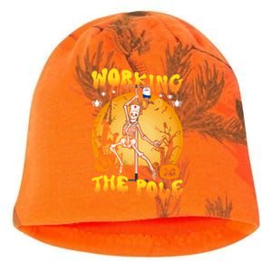 Working The Pole Nurse Halloween Funny Skeleton Nurse Pole Gift Kati - Camo Knit Beanie