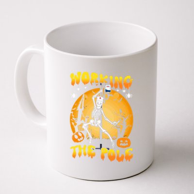 Working The Pole Nurse Halloween Funny Skeleton Nurse Pole Gift Coffee Mug