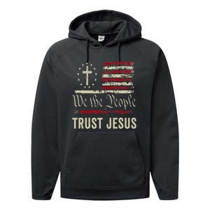 We The People Trust Jesus USA Flag Christian Patriotic Performance Fleece Hoodie