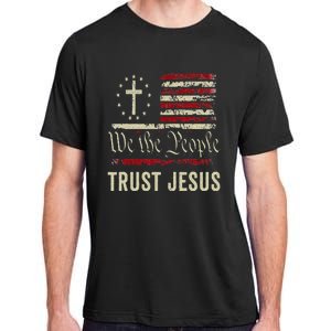 We The People Trust Jesus USA Flag Christian Patriotic Adult ChromaSoft Performance T-Shirt