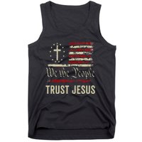 We The People Trust Jesus USA Flag Christian Patriotic Tank Top