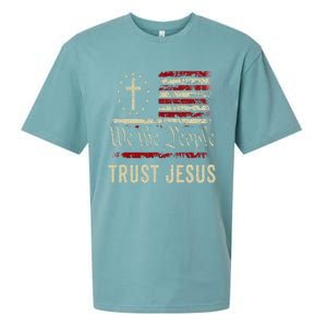 We The People Trust Jesus USA Flag Christian Patriotic Sueded Cloud Jersey T-Shirt