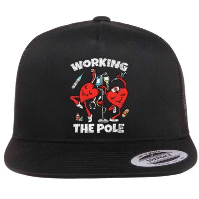 Working The Pole Valentines Day Funny Nurse Women Wife Rn Flatbill Hat