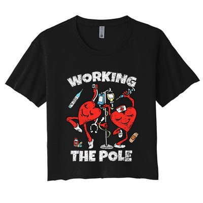 Working The Pole Valentines Day Funny Nurse Women Wife Rn Crop Top