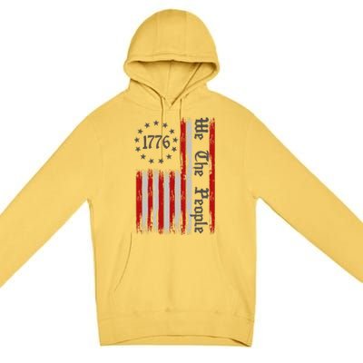 We The People 1776 Distressed USA American Flag Premium Pullover Hoodie