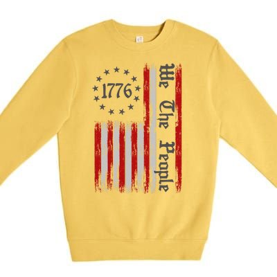 We The People 1776 Distressed USA American Flag Premium Crewneck Sweatshirt