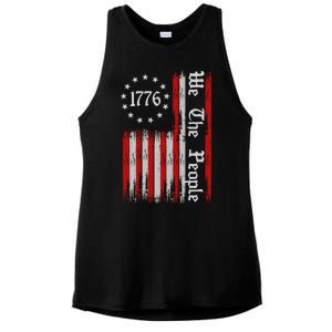 We The People 1776 Distressed USA American Flag Ladies PosiCharge Tri-Blend Wicking Tank