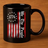 We The People 1776 Distressed USA American Flag 11oz C Handle Ceramic Mug