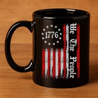 We The People 1776 Distressed USA American Flag 11oz C Handle Ceramic Mug