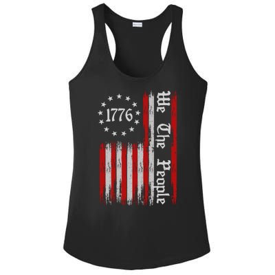 We The People 1776 Distressed USA American Flag Ladies PosiCharge Competitor Racerback Tank