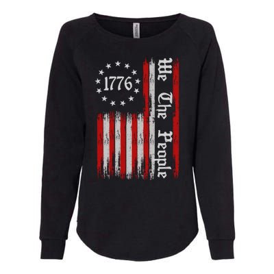 We The People 1776 Distressed USA American Flag Womens California Wash Sweatshirt