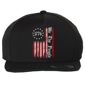 We The People 1776 Distressed USA American Flag Wool Snapback Cap