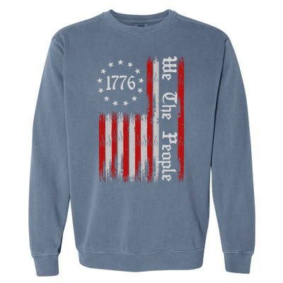 We The People 1776 Distressed USA American Flag Garment-Dyed Sweatshirt