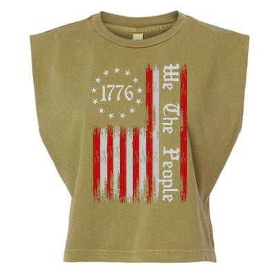 We The People 1776 Distressed USA American Flag Garment-Dyed Women's Muscle Tee