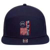 We The People 1776 Distressed USA American Flag 7 Panel Mesh Trucker Snapback Hat